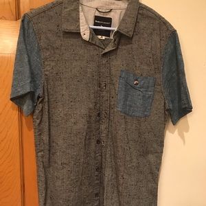 Two Tone Textured Collared Pocket Shirt